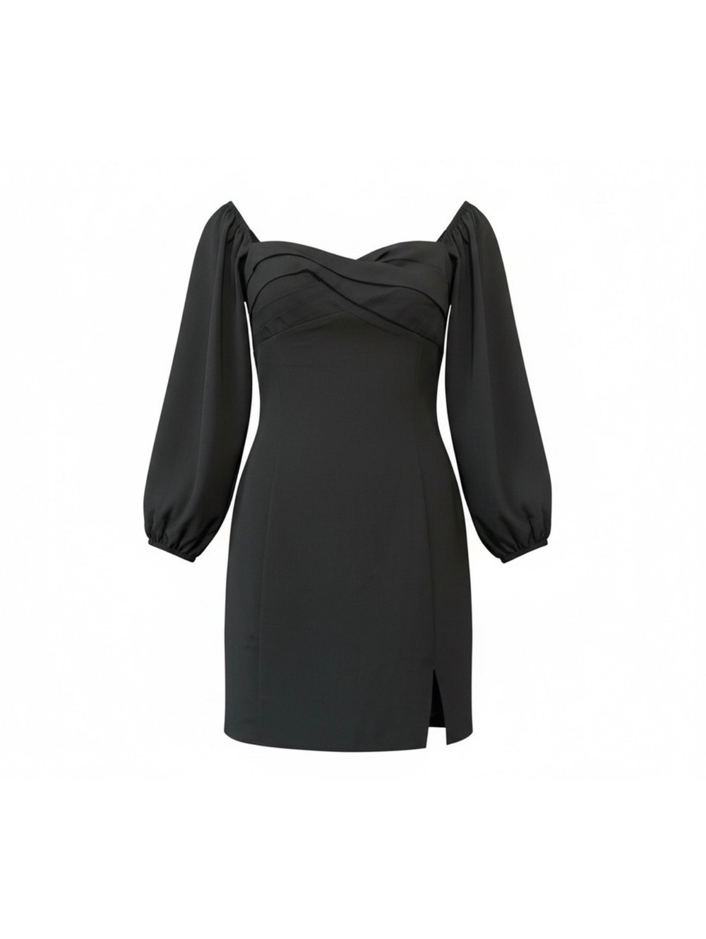 NWT Abercrombie & Fitch Long Sleeve Draped Bodice Mini Dress Black XS